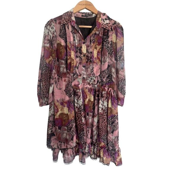 Dolce & Gabbana Ruffled Floral-Print Silk-Chiffon Dress Small Fairycore - Picture 1 of 6